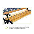 Banca pentru gradina Heinner, 125x51x76 cm, otel/PVC/lemn, natur/negru