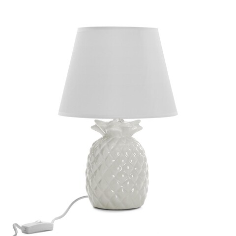 Lampa de masa Pineapple, Versa, 17 x 34 cm, ceramica, alb alb