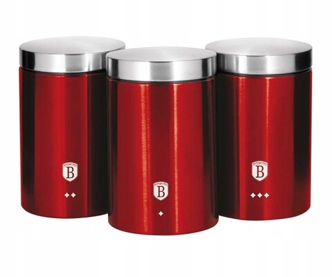 Set 3 recipiente pentru depozitare, berlinger haus, burgundy, inox