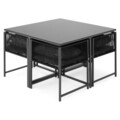 Set 4 scaune si masa dining, Reims, otel, negru/gri
