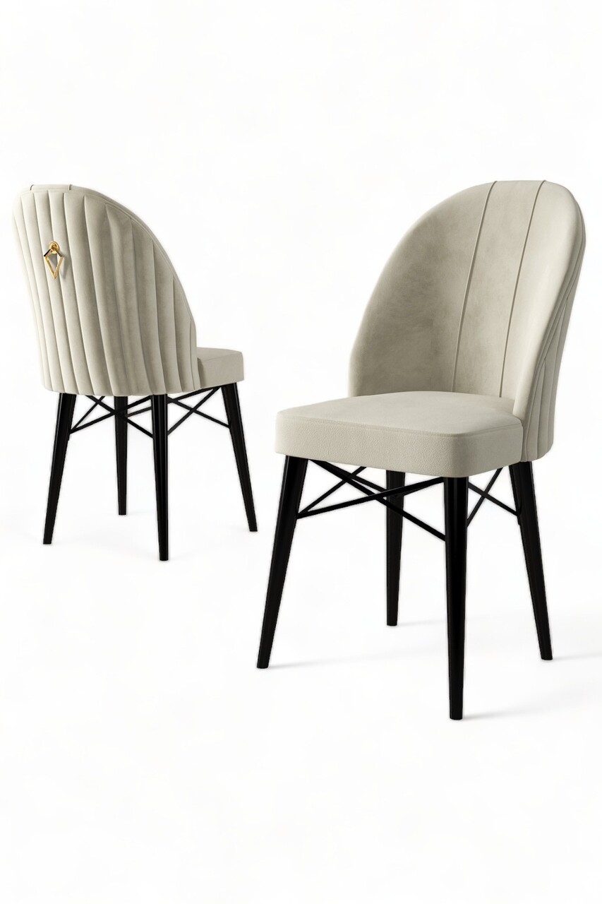 Set de scaune, Charlotte, Ritim, Metal, Crem/Negru - 2 | YEO