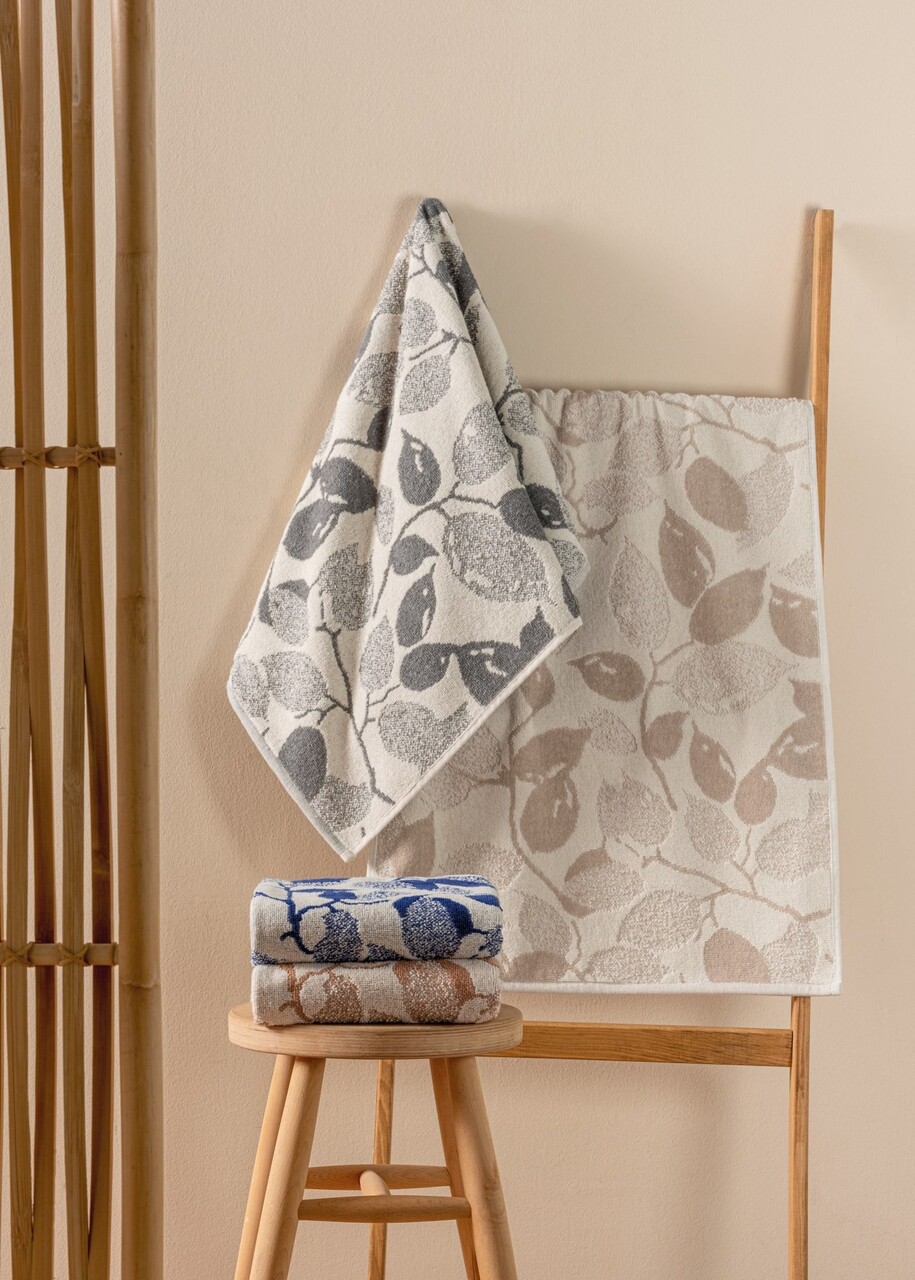 Set prosoape de baie, Cotton Box, Kelda Asorti, Bumbac/Poliester, Maro / Gri / Albastru