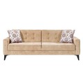 Canapea extensibila Cinar, Pandia Home, 209x80x80 cm, lemn, crem
