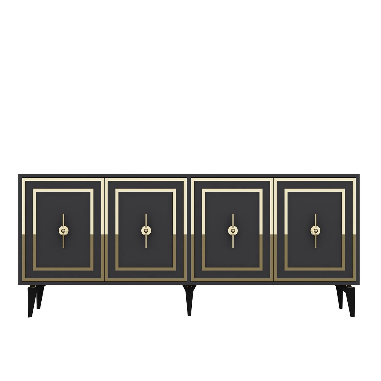 Consola, Hanah Home, Samba, 180x78.6x35 cm, PAL , Antracit / Aur - view 3
