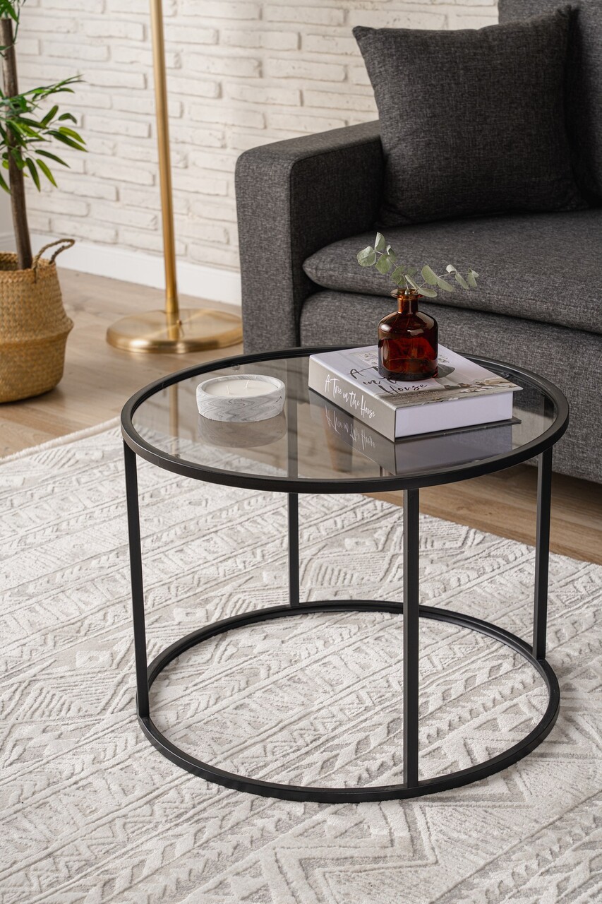 Masuta de cafea, Caliente, Startis, 60x45x60 cm, Sticla temperata, Negru - 1 | YEO