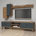 Comoda TV cu dulap Class S, Hommy Craft, albastru/maro