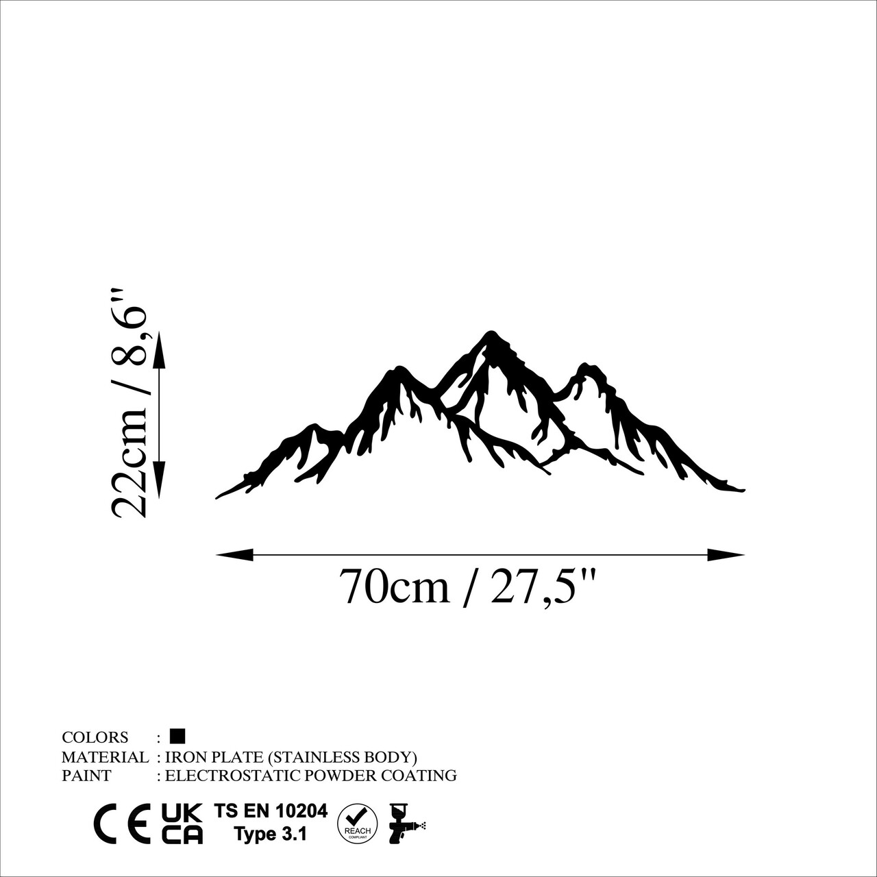 Decoratiune de perete, Mountain, 70 x 22 cm, Negru - view 6
