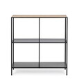 Consola Haldor, Bizzotto, 82x33x85 cm, otel/MDF/sticla temperata, negru/natural
