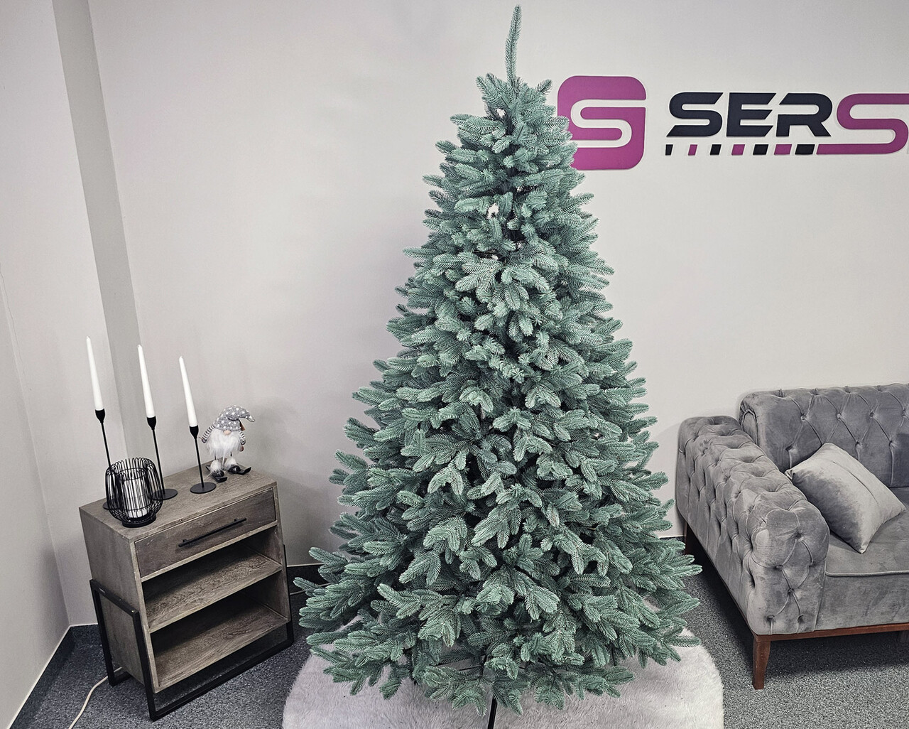 Brad artificial Christmas Deluxe by Sersimo, Laponia Select argintiu, integral 3D, 250cm — imaginea 3