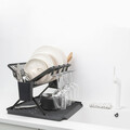 Scurgator de vase cu suport tacamuri, pliabil, Brabantia, SinkSide, 51x42x33 cm, aluminiu, gri inchis