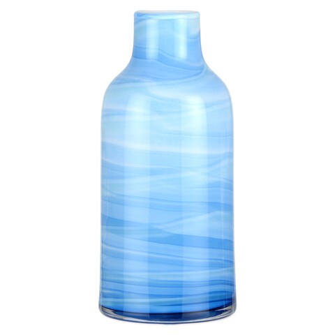 Vaza, Amira, 12.5 x 28 cm, sticla, turcoaz/albastru