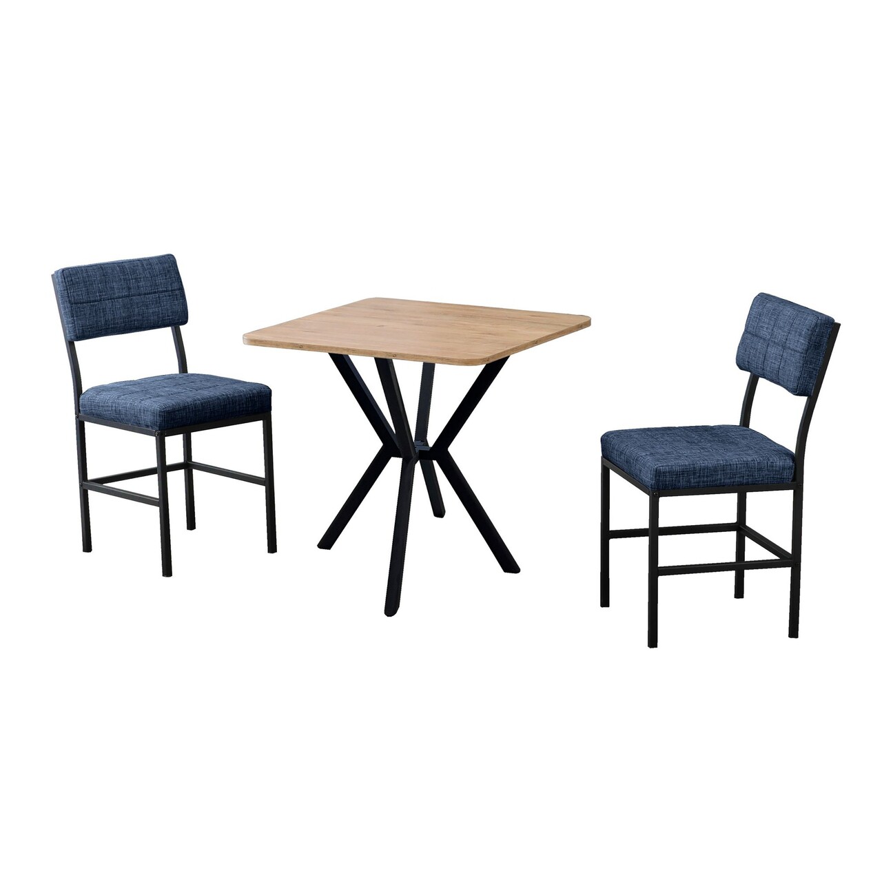 Set masa extensibila si scaune, 3 piese, Hanah Home, Dubai, Albastru marin / Nuc - view 2