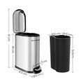 Cos de gunoi cu pedala 10 L, Songmics, Slim, inchidere soft close, 31.5x19x39 cm, inox, argintiu