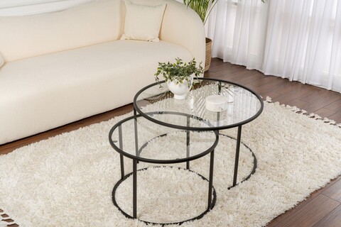 Set masuta de cafea, Nordure, Aurum, Negru/Transparent