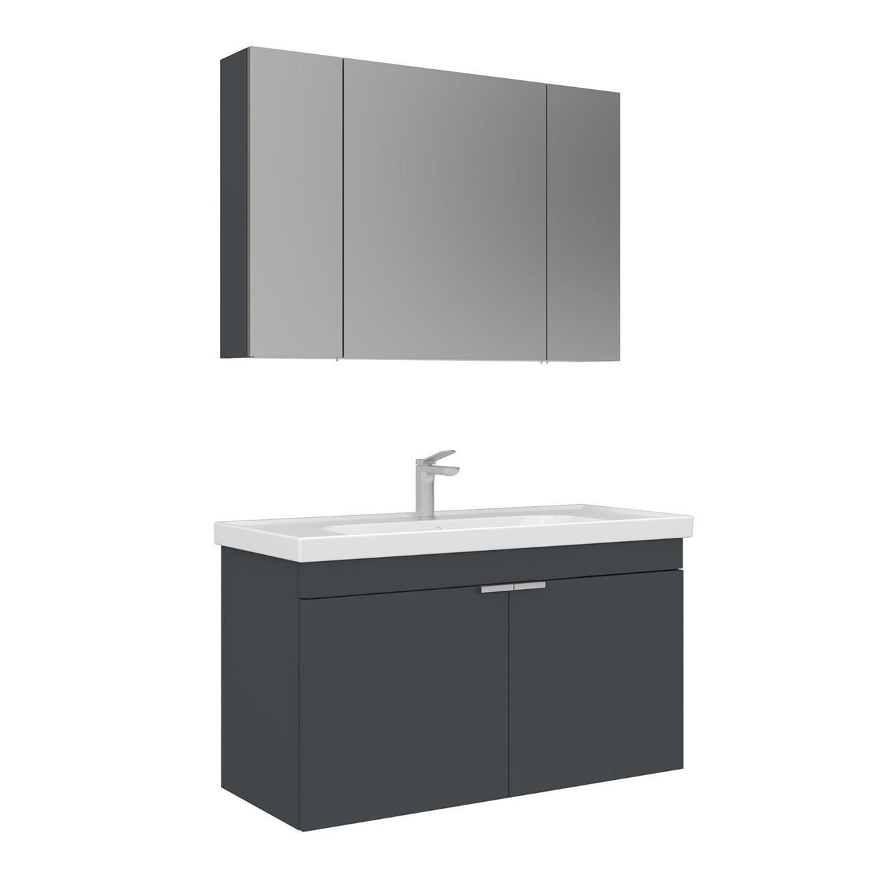 Set Dulap de Baie cu Chiuvetă și Oglindă (2 Piese), Hanah Home, Desna 100, Antracit mat — imaginea 4