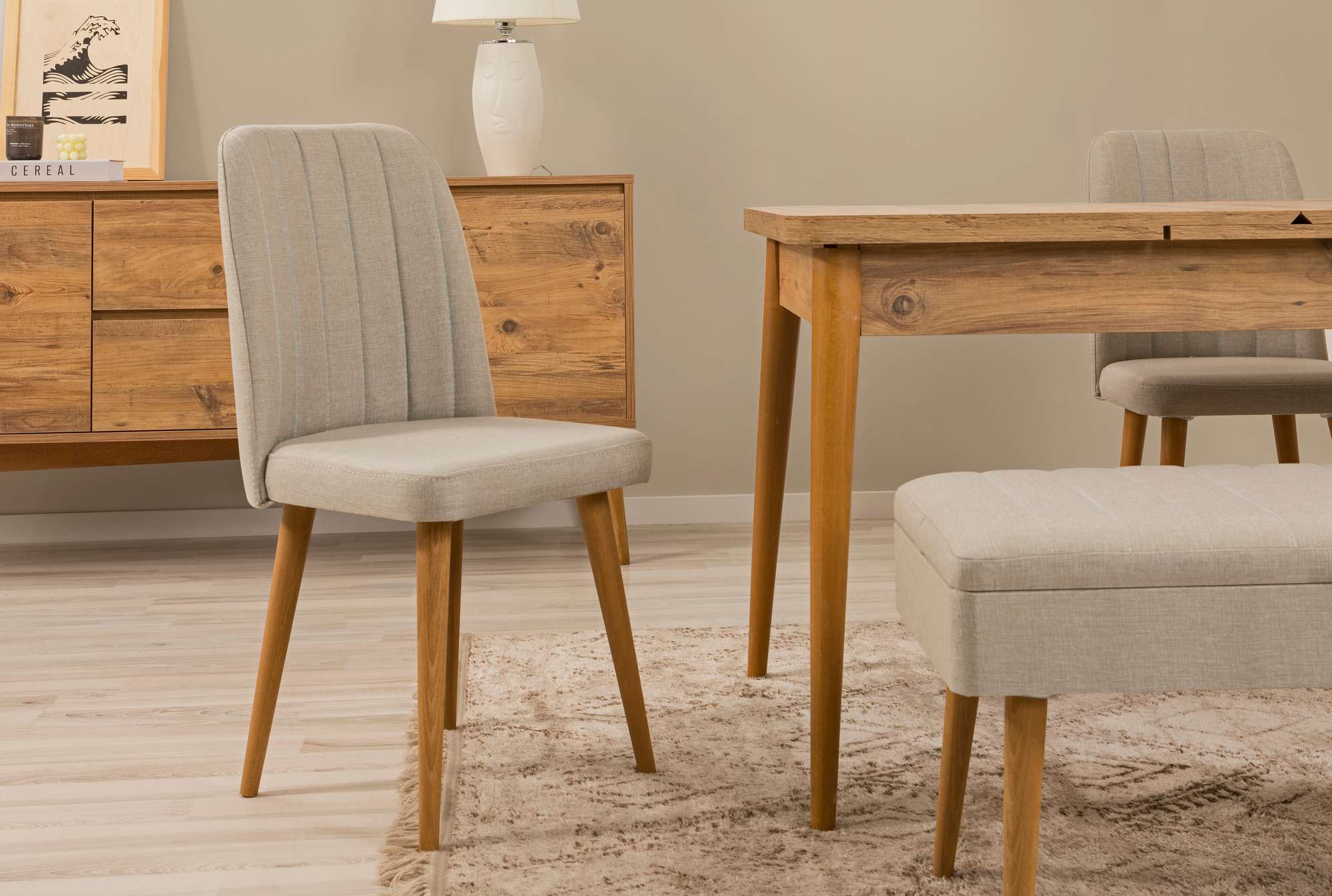 Scaun, Hanah Home, Vina 1005, 47x90x44 cm, PAL, Nuc / Albastru închis