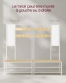 Cuier cu oglinda, bancheta si pantofar Modern Style, Vasagle, 98x35x180 cm, PAL/otel, alb/natural