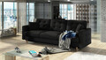 Canapea extensibila 3 locuri ELTAP, Ask07, Asgard, 233x92x93 cm, lemn/poliester, negru