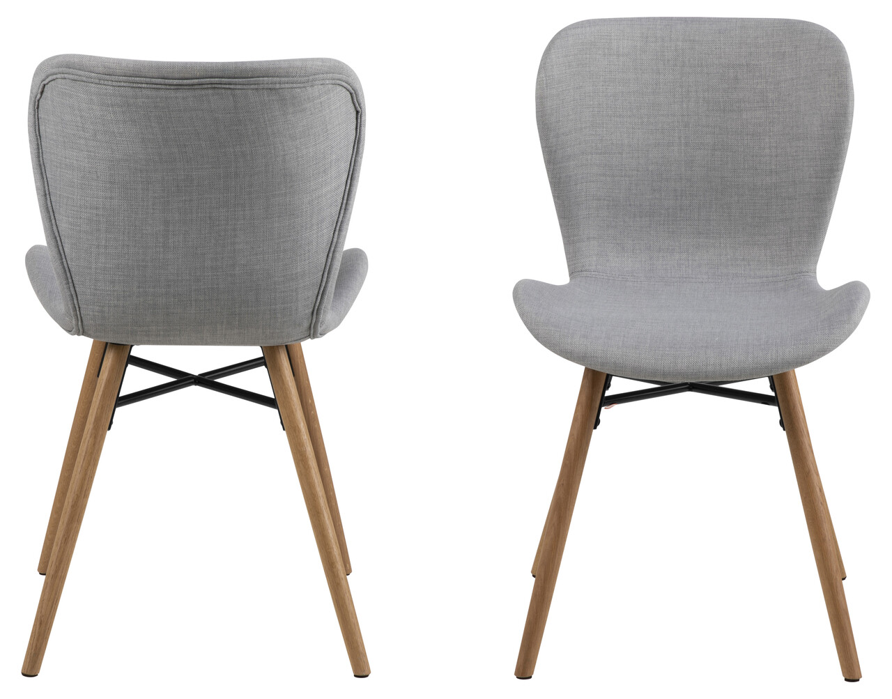 Scaun Batilda -A1, Actona, 47x53x82.5 cm, poliester/lemn de stejar, gri deschis