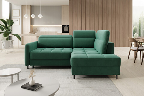 Coltar extensibil dreapta 3 locuri ELTAP, RT-35LU, Barea, 208x160x100 cm, lemn/poliester, verde inchis