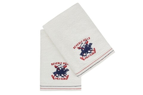 Set 2 prosoape de maini, Beverly Hills Polo Club, 401 – White, 50×90 cm, 100% bumbac, alb Beverly Hills Polo Club