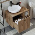 Dulap de baie cu chiuvetă, Hanah Home, 2458, 65x58x45 cm, MDF, Maro