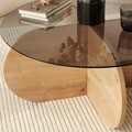 Masuta de cafea, Neostill, Bubble, 75x35x75 cm, Sticla temperata , Stejar / Fume