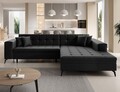 Coltar extensibil dreapta 4 locuri ELTAP, Sol-24, Solange, 292x196x84 cm, lemn/poliester, negru