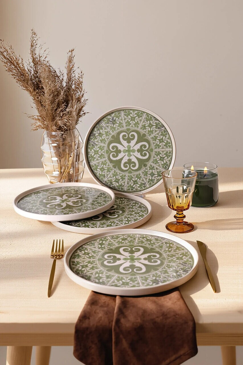 Set platouri servire, Hermia, 275KRM2621, Dimensiune: 27 cm (4 bucăți), Crem