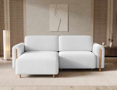 Coltar extensibil stanga 3 locuri ELTAP, LT-O-01ROY, Acossta, 244x154x95 cm, lemn/poliester, alb/natur