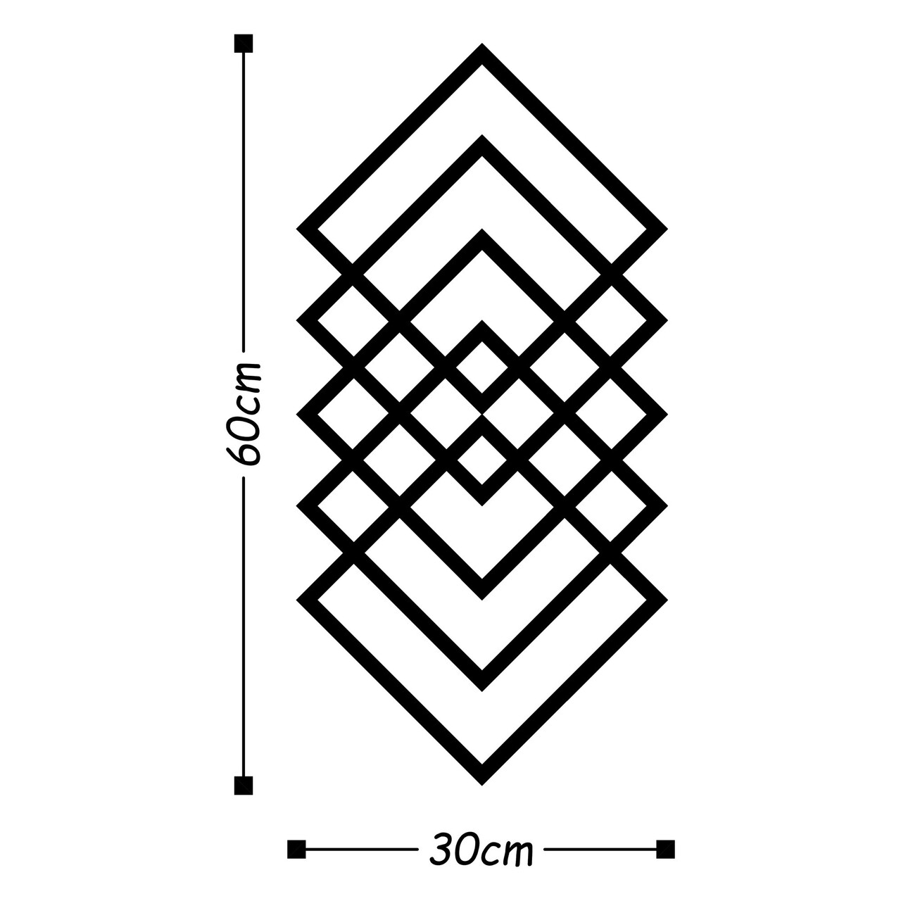 Decoratiune de perete, Geometry, Metal, 30 x 60 cm, Negru