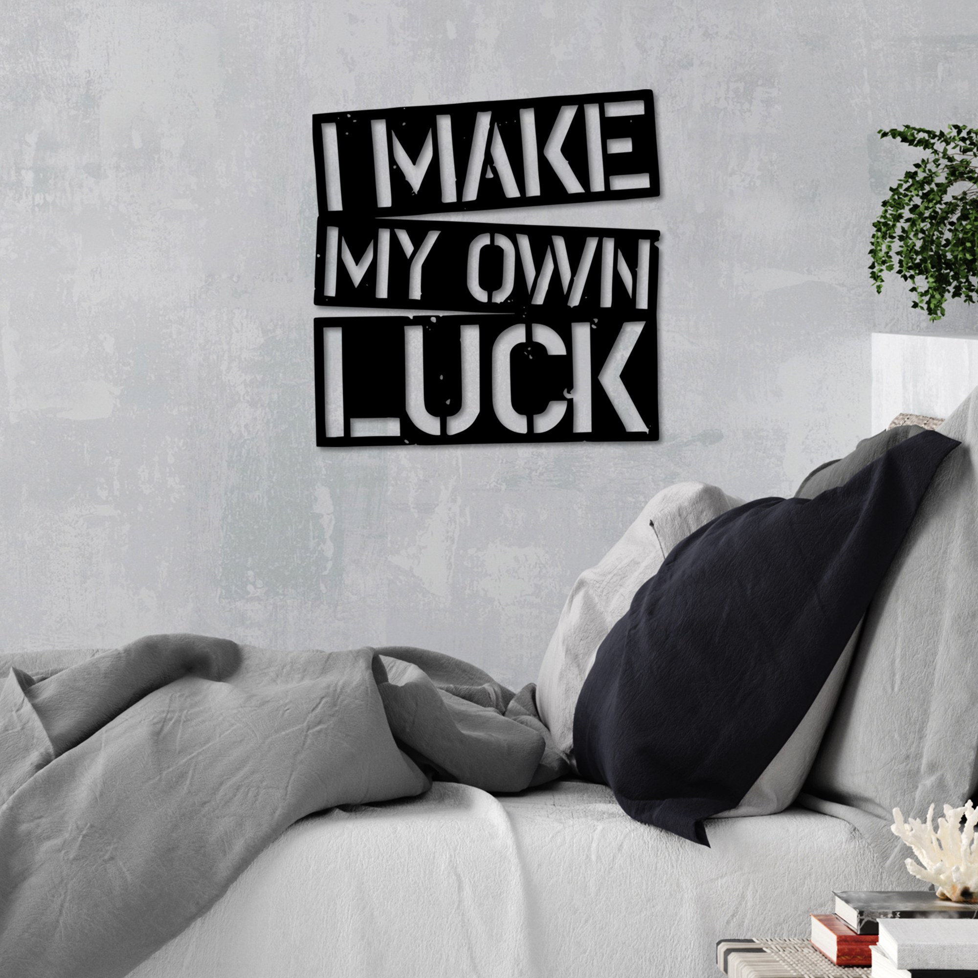Decoratiune de perete, I Make My Own Luck, Dimensiune: 50 x 50 cm , Negru