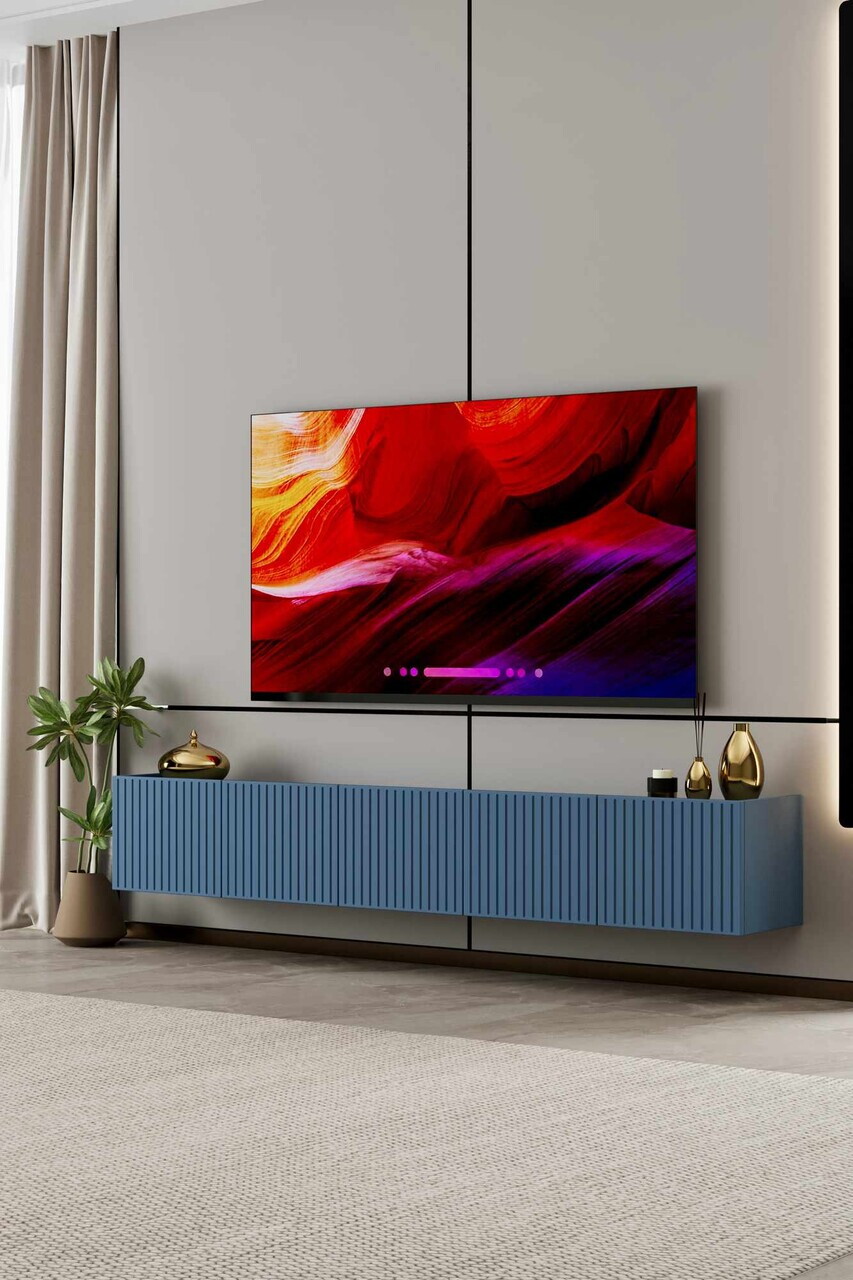 Comoda TV, Hanah Home, Capella 200, 200x50x29 cm, MDF, Albastru - view 2