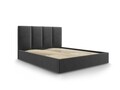 Pat tapitat cu somiera rabatabila si lada depozitare, Juniper, Mazzini Sofas, 208x170x104 cm, catifea, gri inchis