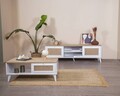 Masuta de cafea, Wolina, Mount, 55x100x45 cm, MDF , Alb / Stejar