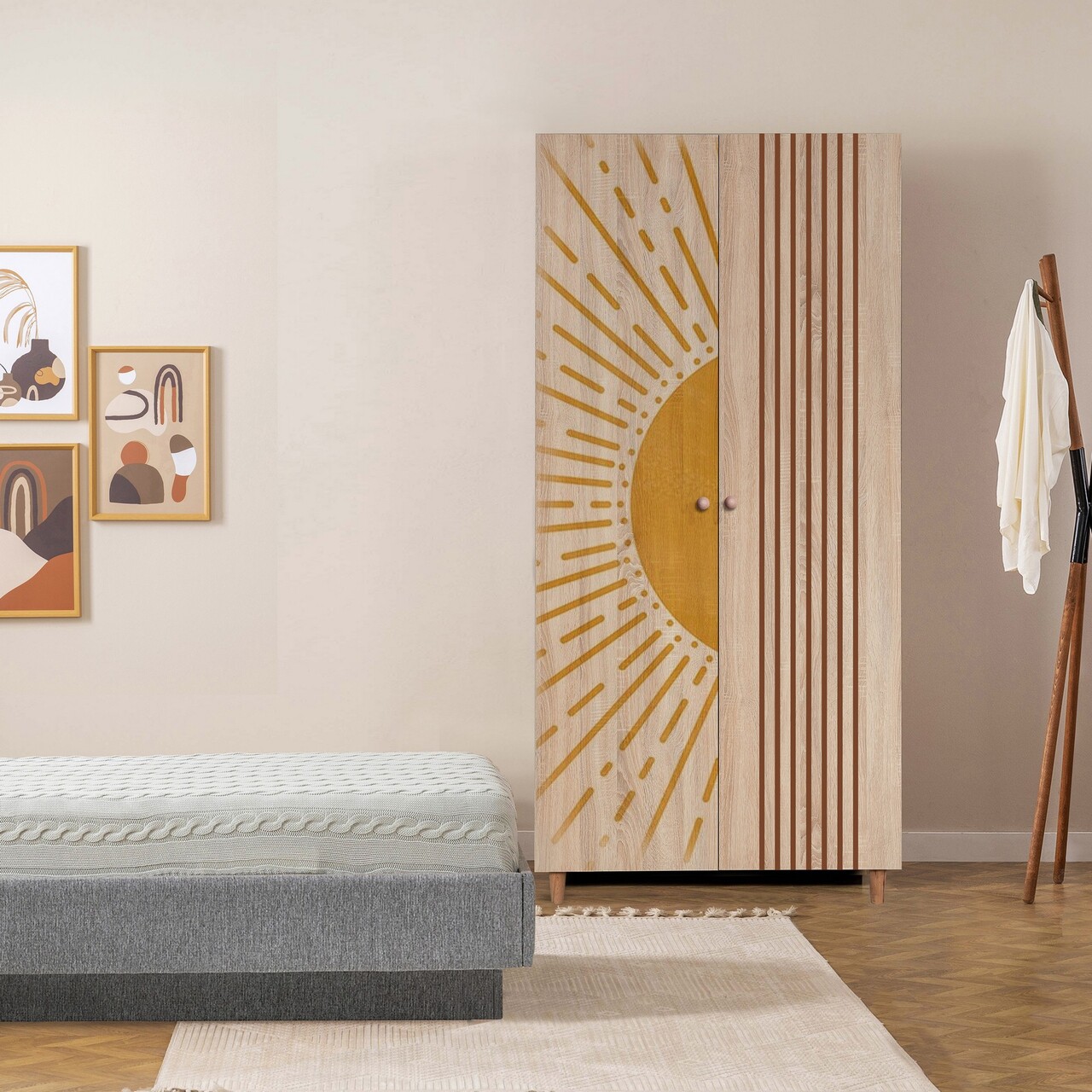 Dulap pentru haine, Vella, Lidya 2 -971, 90x192x52 cm, PAL, Sonomo - 1 | YEO