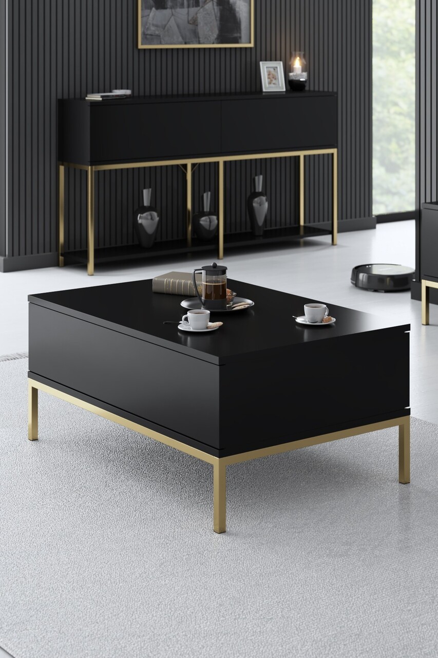 Masuta de cafea, Bexley, Lord, 90x40x60 cm, PAL, Negru