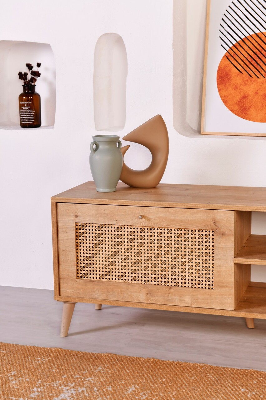 Comoda TV, Hanah Home, Hazeran 140, 138x55x41 cm, Stejar - imagine 5
