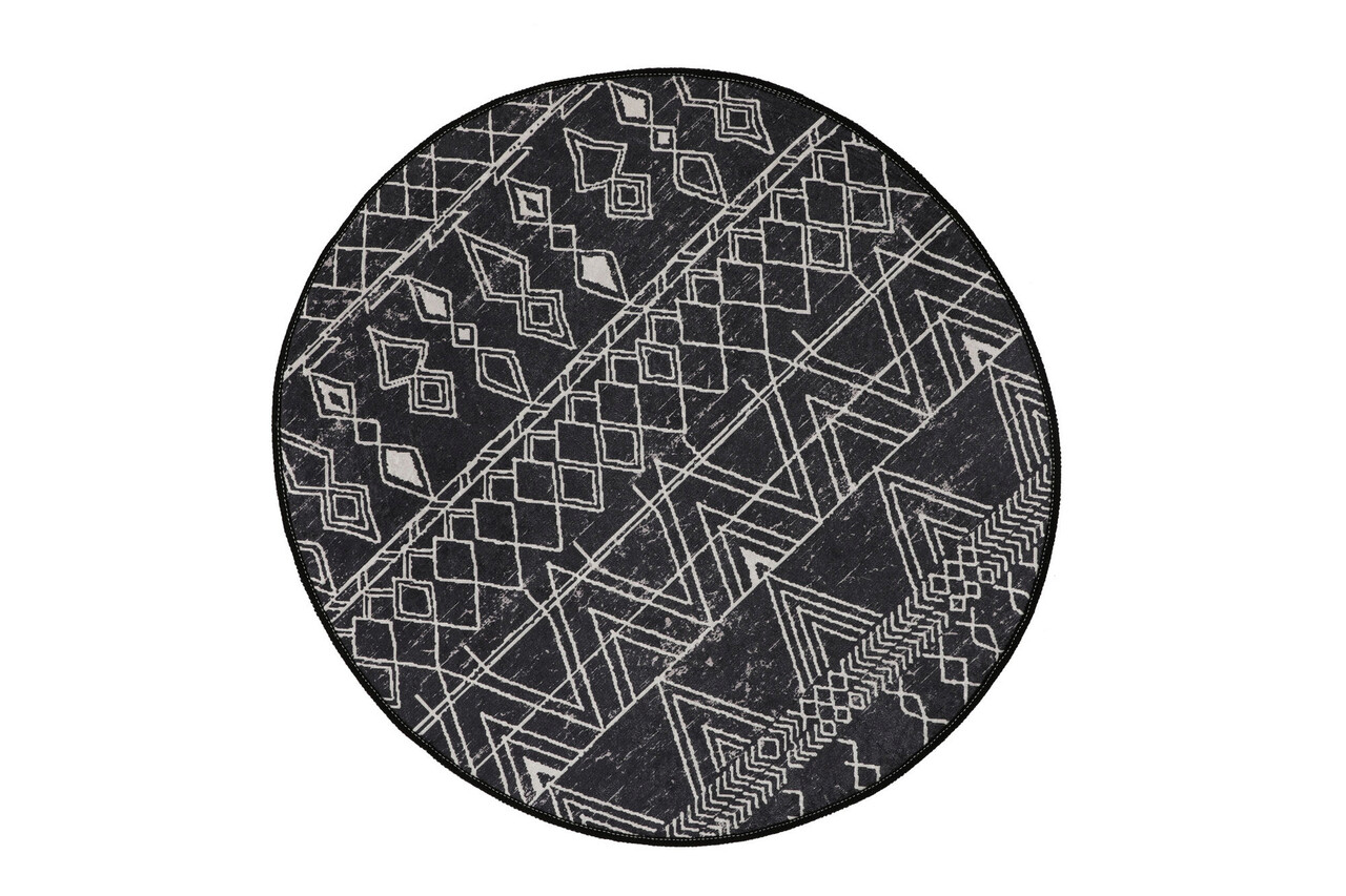 Covoras de baie, L'essentiel Maison, Straordinario Black Circle Djt 80, Negru / Antracit / Alb - view 3