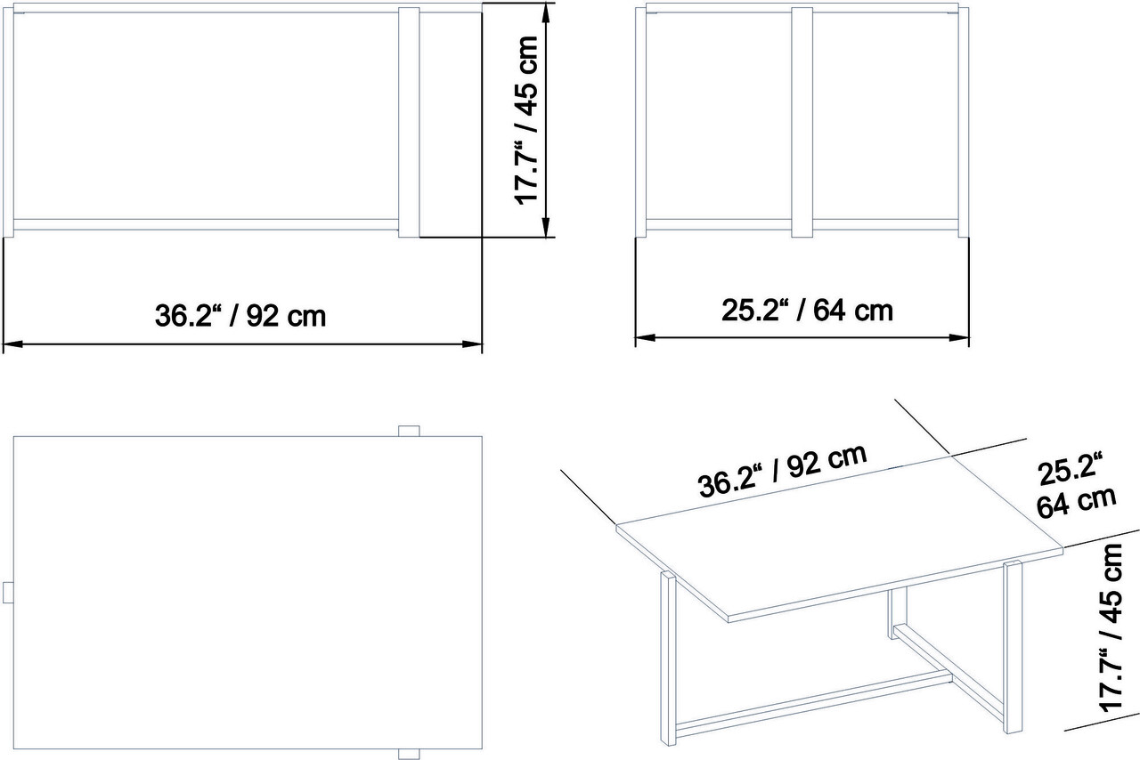 Masuta de cafea, Hadley, Merideths, 92x45x64 cm, Nuc / Negru
