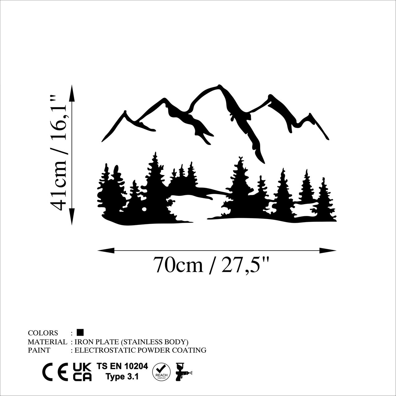 Decoratiune de perete, Nature And Mountain, Dimensiune: 66 x 23 cm (1 bucată), Negru — imaginea 6