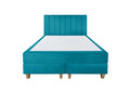 Pat matrimonial, Stockholm, Lines E, 140x200 cm, saltea tip Pocket, topper memory, Turcoaz