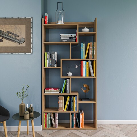 Biblioteca kuttap, kalune design, 90x22x182 cm, maro