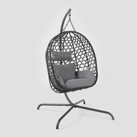 Leagan/balansoar gradina Nido, Homla, 106x104x184 cm, otel/ratan/poliester, gri
