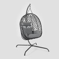 Leagan/balansoar gradina Nido, Homla, 106x104x184 cm, otel/ratan/poliester, gri