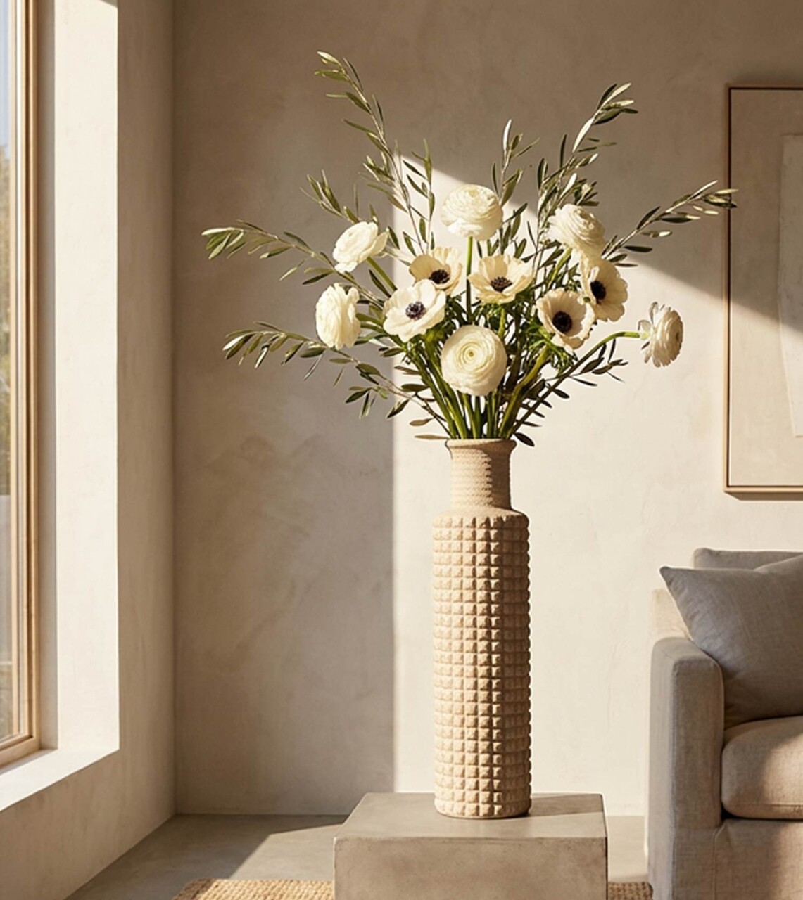 Vaza decorativa, Mauro Ferretti, Sand Outdoor, 24.5x97 cm, polirasina, bej - view 2