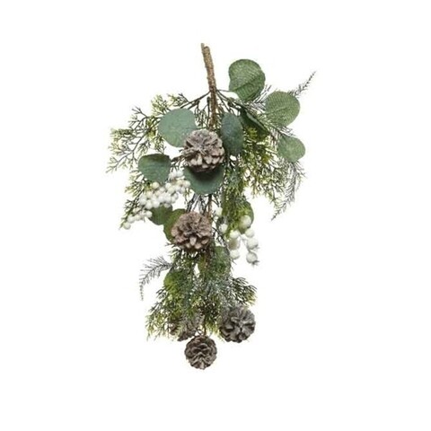 Decoratiune Bunch w berries, Decoris, 10x16x45 cm, polietilena, verde/alb