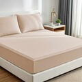 Set de pat dublu (cearceaf cu elastic si perne) 3 piese, L'essentiel Maison, Muslin 180, Bej