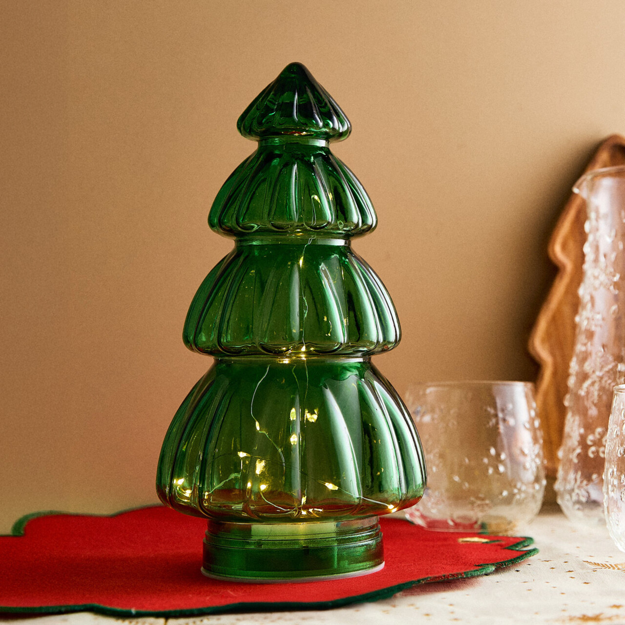 Decoratiune luminoasa Lapland, Homla, 15x28 cm, sticla, verde