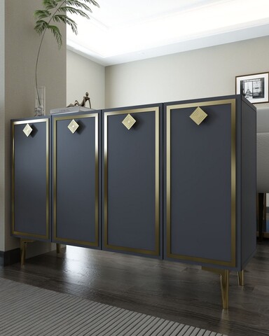 Consola, Hanah Home, 8159KM-1, 120x75x29.6 cm, PAL , Antracit / Aur